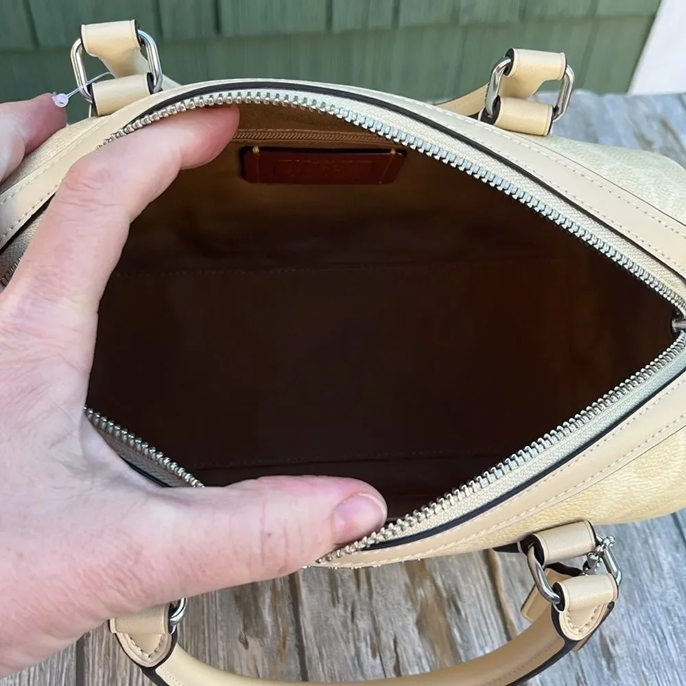 Coach Rowan Satchel Bag In Signature Canvas Butter Yellow Crossbody Purse - Picture 7 of 15